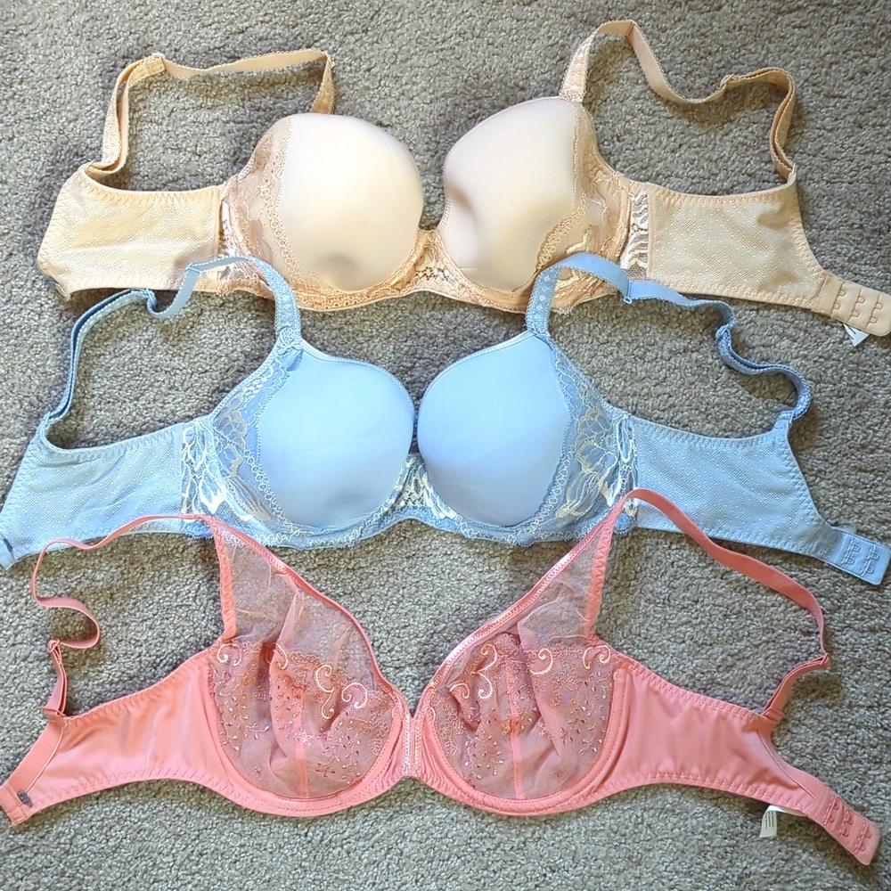 Simone Perele Lot of 3 BRAS Promesse 3D Spacer Foam Plunge + Delice Sheer 30F